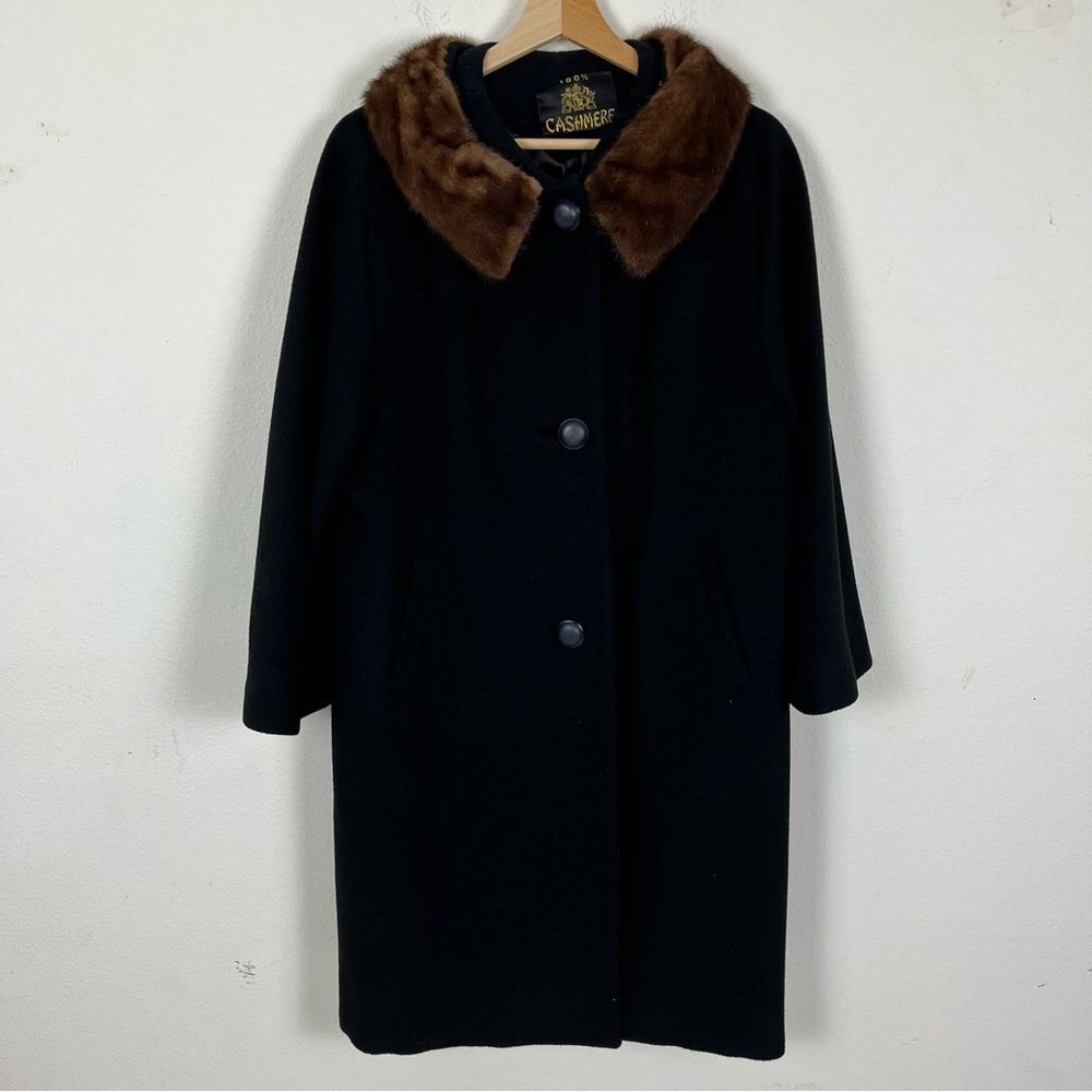 Vintage 60s 100% Cashmere Coat- Fur Lined Collar Workers Union Label w/ Serial #